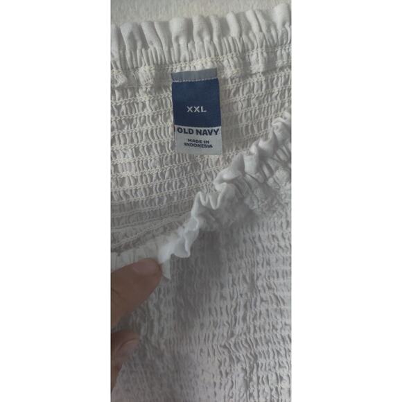 Old Navy Fit & Flare White Flutter-Sleeve Smocked Seersucker Mini Dress XXL - Picture 4 of 5